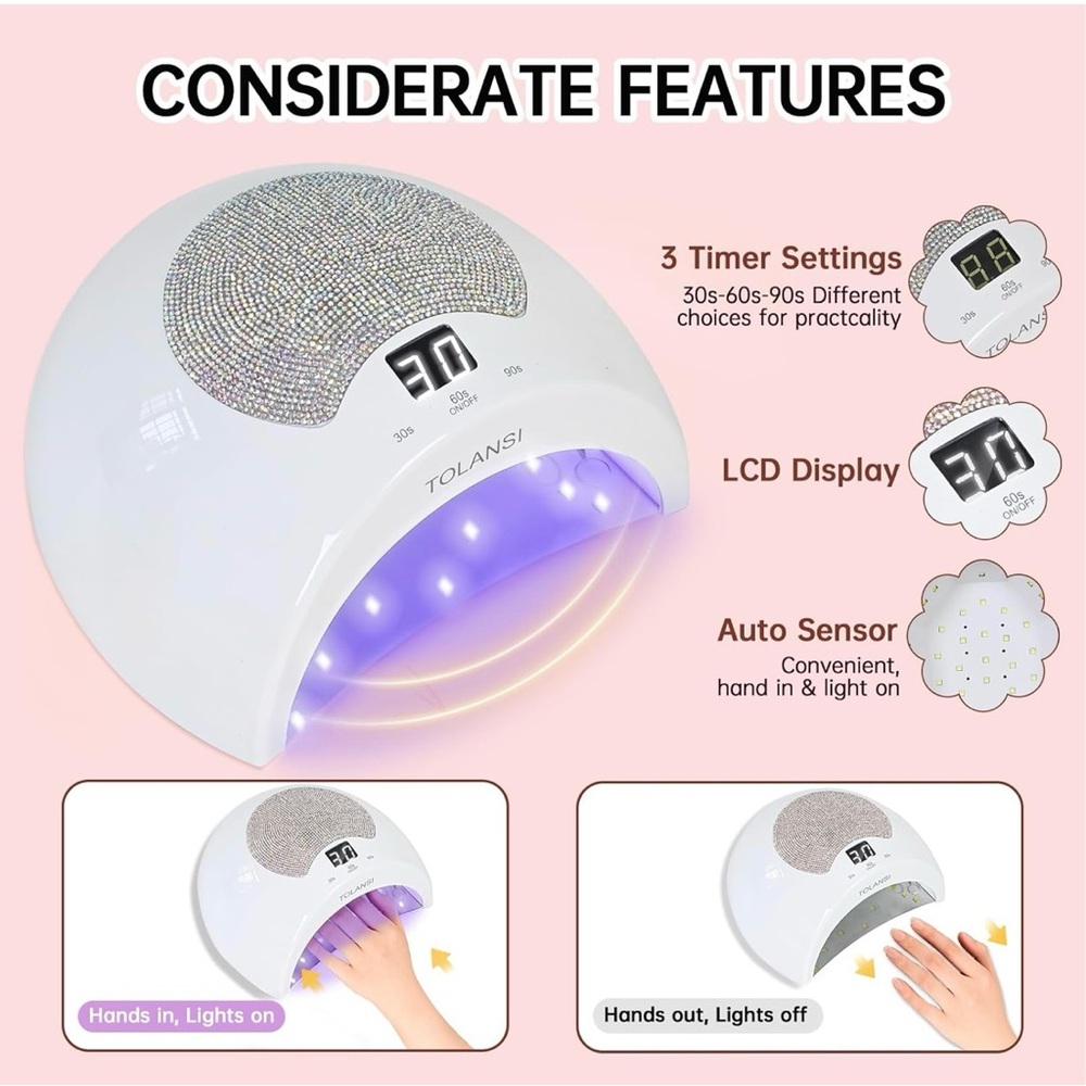 NIB New Tolansi 48W UV Light Bling Cordless Nail Lamp in White - Picture 9 of 15